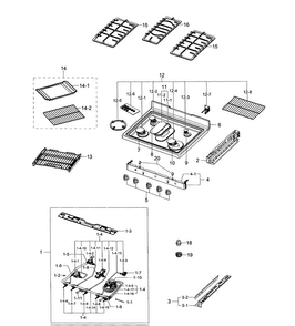 Cook Top Diagram and Parts List for NX58F5700WS AA-0001 Samsung Range