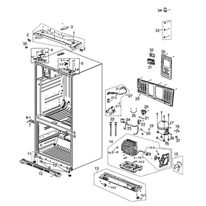 Cabinet Diagram and Parts List for RF26XAEBP XAA-00 Samsung Refrigerator