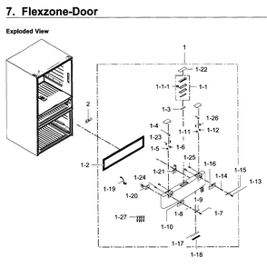 Flexzone Diagram and Parts List for RF22KREDBSR AA-0002 Samsung Refrigerator
