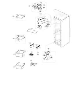 Fridge Diagram and Parts List for RS25H5000SR AA-0001 Samsung Refrigerator