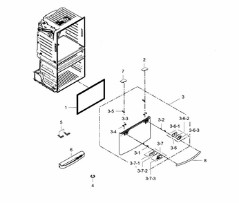 Freezer Door Diagram and Parts List for RF25HMEDBBC AA-0001 Samsung Refrigerator