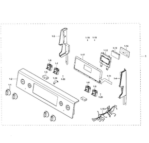 Control Panel Diagram and Parts List for NE59J7750WS AA-0003 Samsung Range