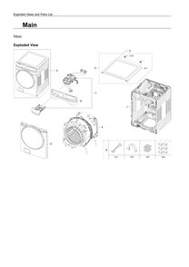 Main Assembly Diagram and Parts List for WF45A6400AW US-00 Samsung Washer