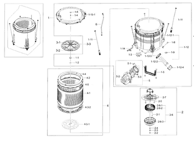 Tub Parts Diagram and Parts List for WA56H9000AP A2-0000 Samsung Washer