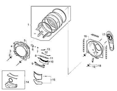 Drum Assy Diagram and Parts List for DV220AGW XAA Samsung Dryer