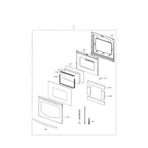 Door Assembly Diagram and Parts List for NE599N1PBSR AC-00 Samsung Range