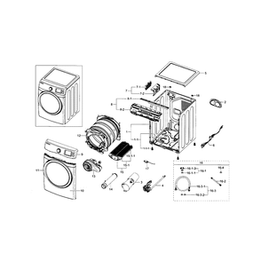 Main Assembly Diagram and Parts List for DV433ETGJWR A1-0000 Samsung Dryer
