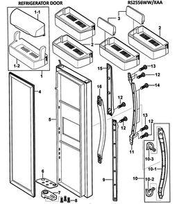 Baskets Assy Diagram and Parts List for RS2556WW XAA-0000 Samsung Refrigerator