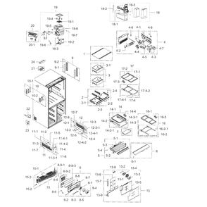 Fridge Diagram and Parts List for RF24J9960S4 AA-02 Samsung Refrigerator