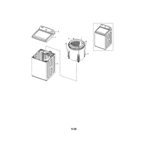 Main Unit Diagram and Parts List for WA45M7050AW A4-01 Samsung Washer
