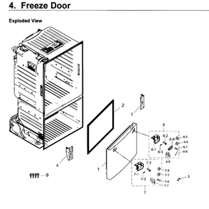 Freezer Door Diagram and Parts List for RF263BEAEBC AA-04 Samsung Refrigerator