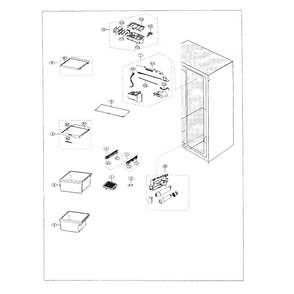 Refrigerator Diagram and Parts List for RS25J500DWW AA-0000 Samsung Refrigerator