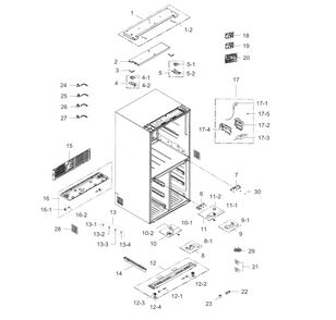 Cabinet Diagram and Parts List for RF34H9960S4 AA-0005 Samsung Refrigerator