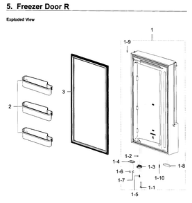 Freezer Door R Diagram and Parts List for RF22K9381SG AA-0001 Samsung Refrigerator