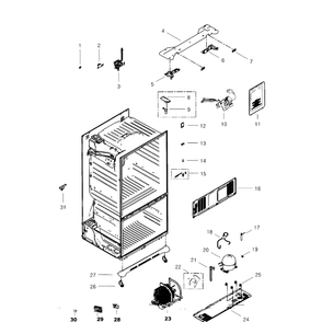 Cabinet Diagram and Parts List for RF268ACWP XAA-01 Samsung Refrigerator