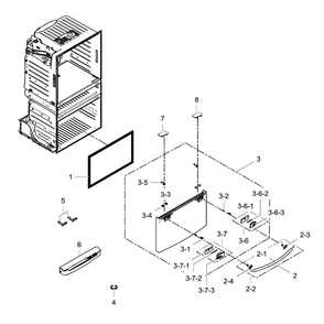 Freezer Door Diagram and Parts List for RF25HMEDBSR AA-0001 Samsung Refrigerator