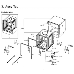 Tub Diagram and Parts List for DW80J7550UG AA-02 Samsung Dishwasher
