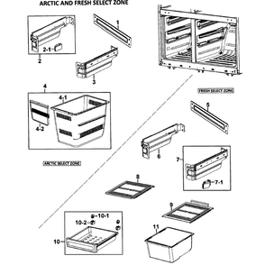 Baskets Assembly Diagram and Parts List for RM257ABBP XAA-00 Samsung Refrigerator