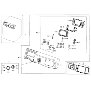 Control Panel Diagram and Parts List for WF511ABW XAA-0001 Samsung Washer