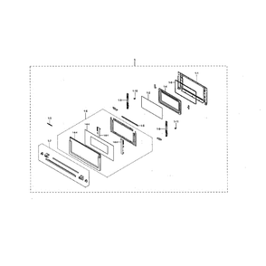 Door Diagram and Parts List for NQ70M7770DG AA-0000 Samsung Microwave Oven Combo