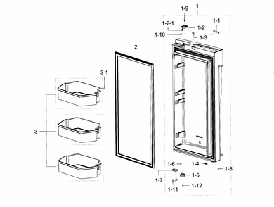 Fridge Door R Diagram and Parts List for RF23J9011SR AA-0003 Samsung Refrigerator