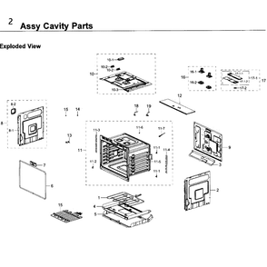 Cavity Diagram and Parts List for NV51K7770DG AA-0000 Samsung Wall Oven