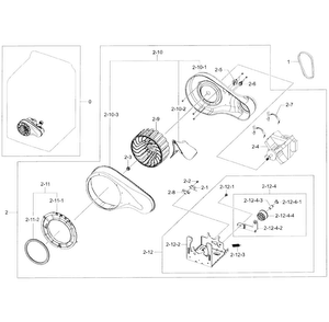 Motor Duct Diagram and Parts List for DV45H7000GW A2-0001 Samsung Dryer