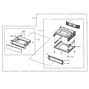 Drawer Assembly Diagram and Parts List for NE595N0PBSR AA-01 Samsung Range