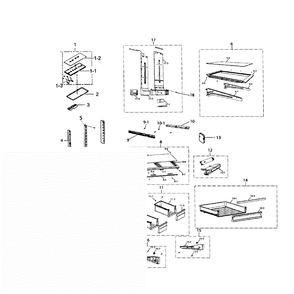 Refrigerator Diagram and Parts List for RF221NCTABC AA-01 Samsung Refrigerator