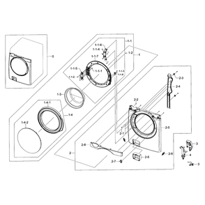 Frame Front And Door Diagram and Parts List for WF393BTPARA A2-0000 Samsung Washer