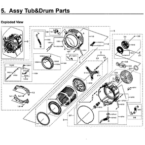Tub / Drum Diagram and Parts List for WV60M9900AW A5-0000 Samsung Washer