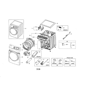 Main Unit Diagram and Parts List for DVG45N5300W A3-00 Samsung Dryer