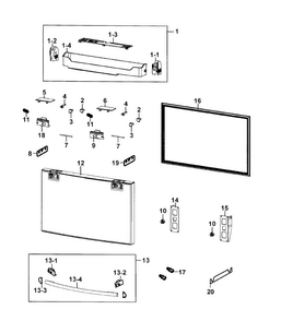 Freezer Door Diagram and Parts List for RF4289HARS XAA-0000 Samsung Refrigerator