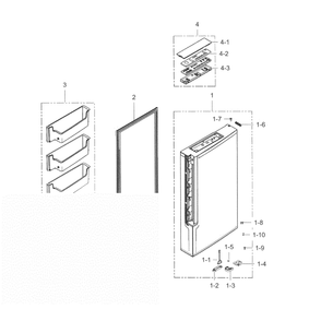 Freezer Door R Diagram and Parts List for RF34H9950S4 (AA)(0002) Samsung Refrigerator