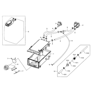 Drawer Housing Diagram and Parts List for WF363BTBEUF A1-0001 Samsung Washer
