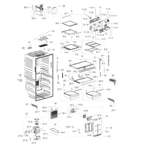 Fridge Diagram and Parts List for RF32FMQDBSR AA-10 Samsung Refrigerator