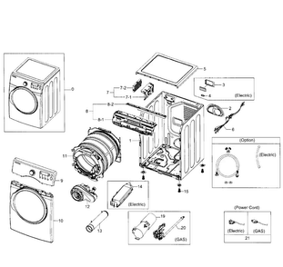 Main Assy Diagram and Parts List for DV331AER XAA-0002 Samsung Dryer