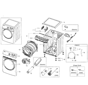Main Assy Diagram and Parts List for DV431AGW XAA-0002 Samsung Dryer