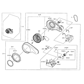 Motor Duct Diagram and Parts List for DV56H9100GW A2-0000 Samsung Dryer