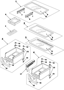 Refrigerator Shelves Diagram and Parts List for RB2044SL XAA Samsung Refrigerator