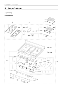 Cooktop Assembly Diagram and Parts List for NX60A6711SS AA-00 Samsung Range