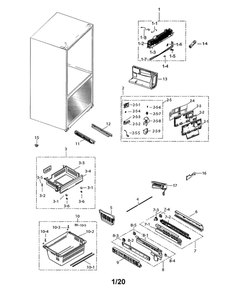 Freezer Diagram and Parts List for RF263BEAESR AA-07 Samsung Refrigerator