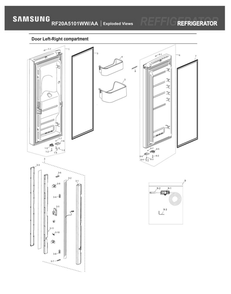 Fridge Door Compartment Diagram and Parts List for RF20A5101WW AA-00 Samsung Refrigerator