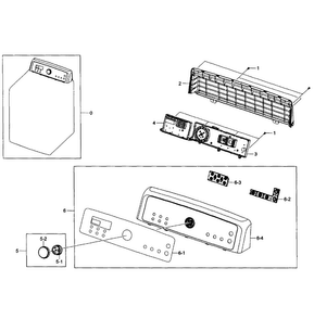 Control Panel Diagram and Parts List for DV484GTHASU A1-0001 Samsung Dryer