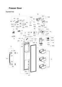 Freezer Door Parts Diagram and Parts List for RS22HDHPNWW AA-01 Samsung Refrigerator