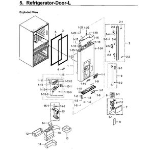Part Location Diagram of DA97-17490A Samsung Handle Assembly (Left)