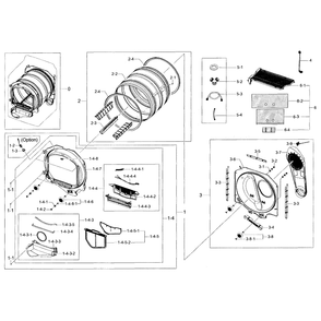 Drum Diagram and Parts List for DV52J8060GW A2-0000 Samsung Dryer
