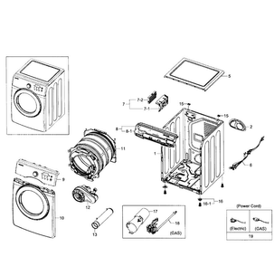 Main Assy Diagram and Parts List for DV231AGW XAA-0001 Samsung Dryer