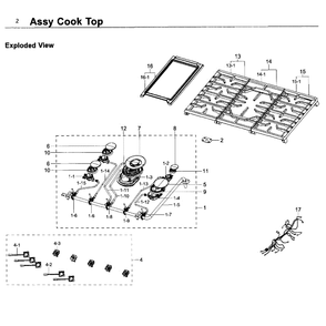 Cooktop Diagram and Parts List for NA30K6550TG AA-0000 Samsung Cooktop