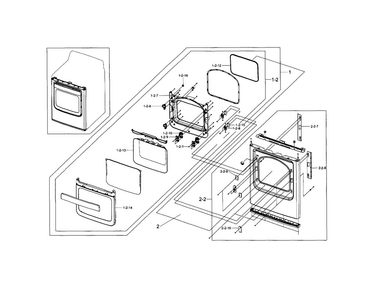 Front & Door Diagram and Parts List for DV5471AEW XAA-0003 Samsung Dryer